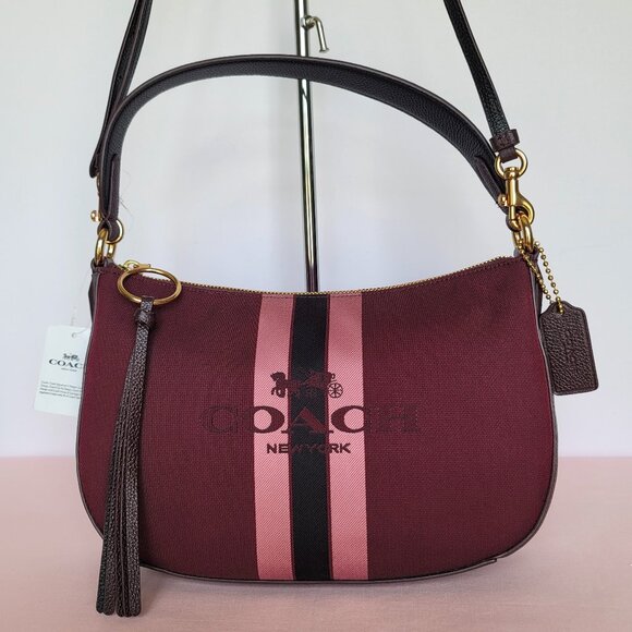 COACH Sutton Horse and Carriage Jacquard & Leather Crossbody-Oxblood Multi color